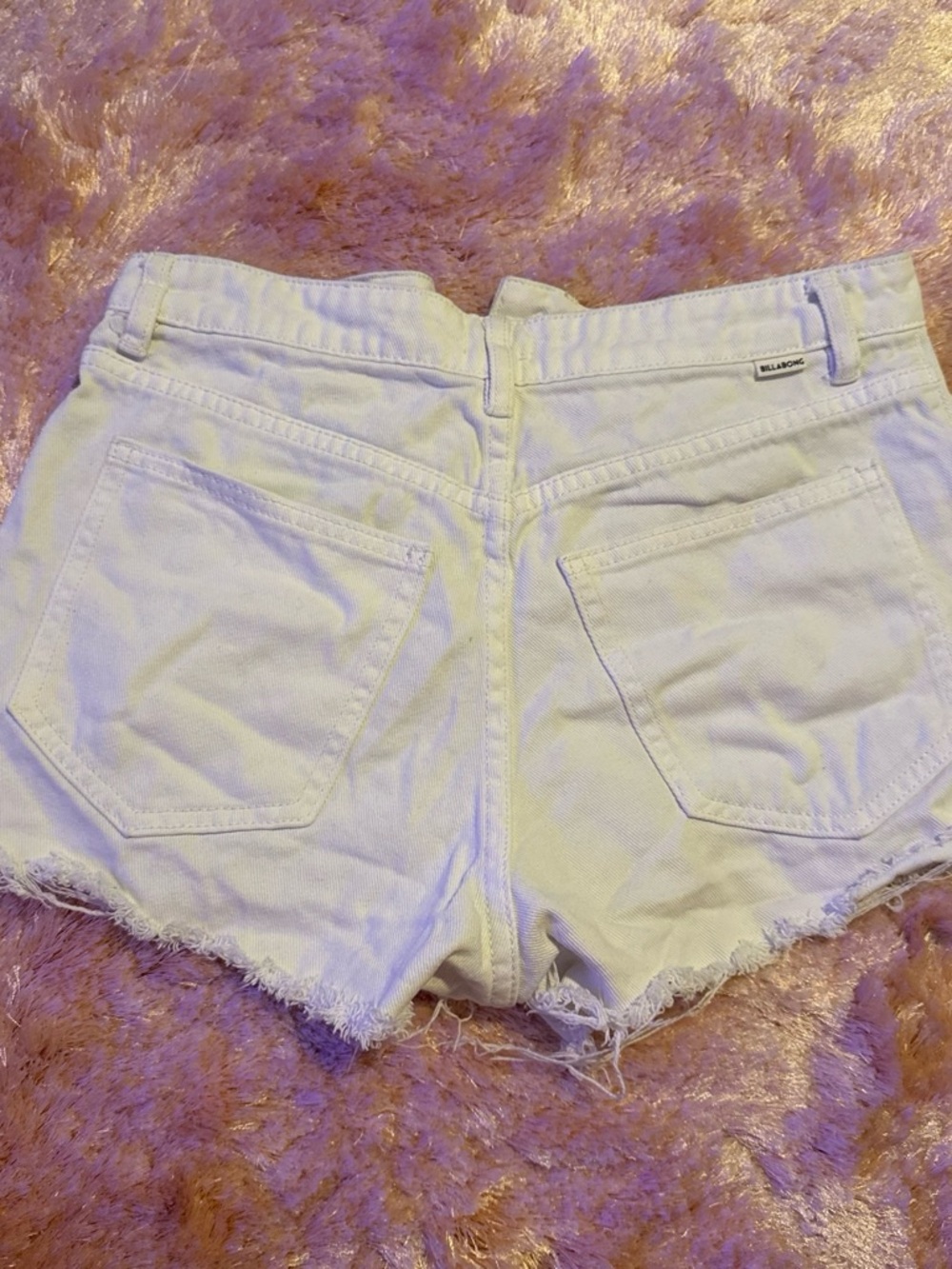 Billabong White Denim Cutoff Shorts with Raw Hem - Picture 2 of 3